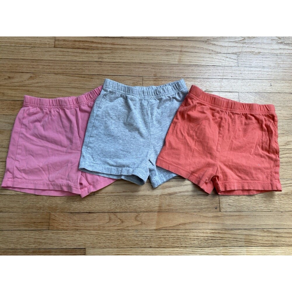 Carter’s Girl 6 Lot Of 3 Shorts Pink Gray Coral Pull On